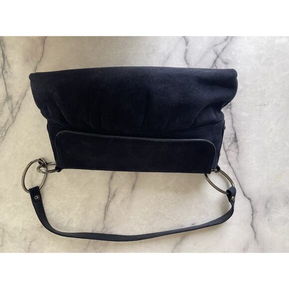 Stuart Weitzman Vintage Shoulder Bag Suede Navy Blue - Picture 10 of 10